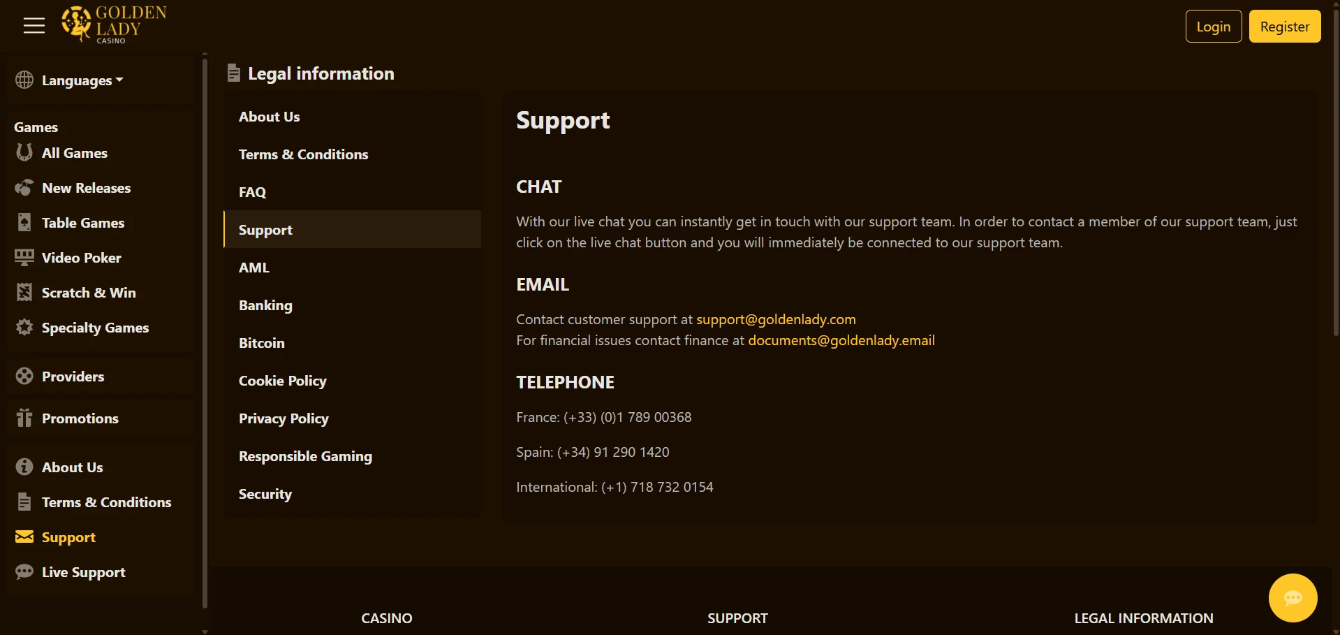 Golden Lady customer support contact options